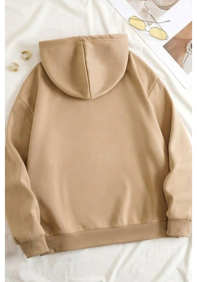 Uyguntarz Unisex Desire Brooklyn Baskılı Oversize Sweatshirt Bej