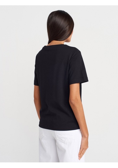 Dilvin 31763 Bisiklet Yaka T-shirt-siyah SIYAH