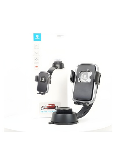 Cepini At-04 Araç Telefon Tutucu Güçlü Vantuzlu, 180 Katlanabilir Kol, 360 Dönebilir Braket Siyah