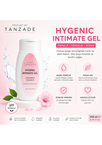 Produkt By Tanzade Kadın Hijyen Jeli 250 Ml Ph Dengeli Hassas Bölge Temizleme Jeli Günlük Ferahlık