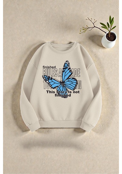 Uyguntarz Çok Renkli En Sevilen Kelebek Serisi Baskılı Sweatshirt 3'lü Fırsat Paketi