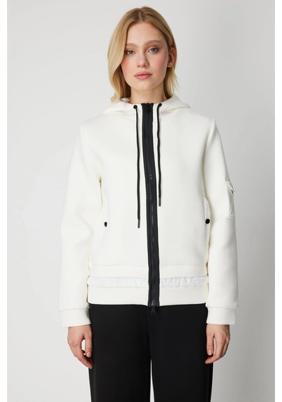 On Fashion Kadın Kapüşonlu Cepli Ekru Mont 60703 Ekru