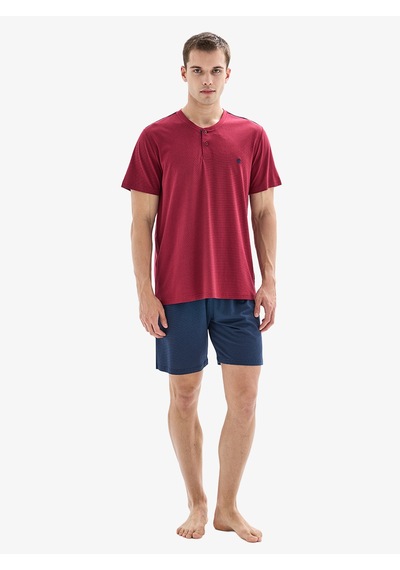 Erkek 3lü Pijama Takımı 40878 - Bordo Bordo