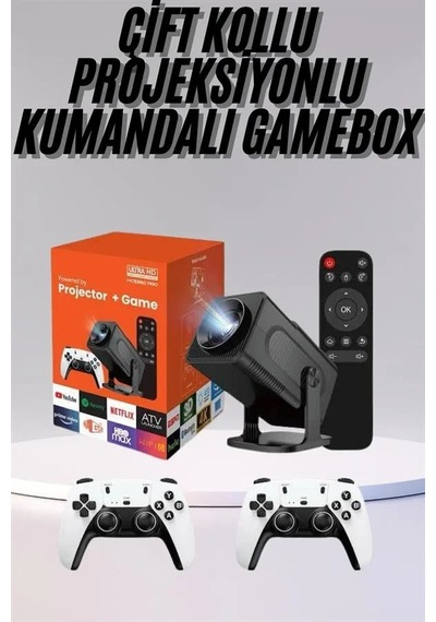 Çift Kollu Game Box Projeksiyon Cihazı Kumandalı Android Tv Dahili Hoparlör Diğer