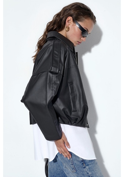 Hiccup Bdart Oversized Fermuarlı Ceket Siyah 09