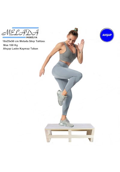 18 Cm Yükseklikte Doğal Ahşaptan Ev İçi Kullanıma Uygun Kaymaz Tabanlı Step Tahtası 18x25x50 Cm