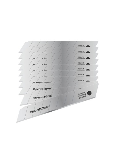 İthal 10 Adet 8 Dilim Maket Bıçağı Yedeği Ucu 0.50 Mm Kalınlık X 18 Mm Genişlik Bıçak Ucu Jilet