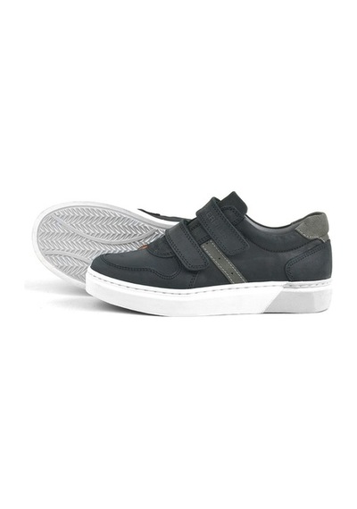 Hakiki Deri Siyah Cırtlı Erkek Çocuk Sneaker