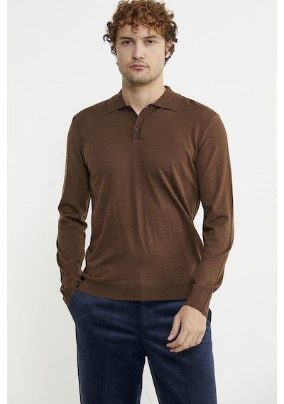 Sementa Erkek Polo Yaka Triko Kazak - Kahve 001