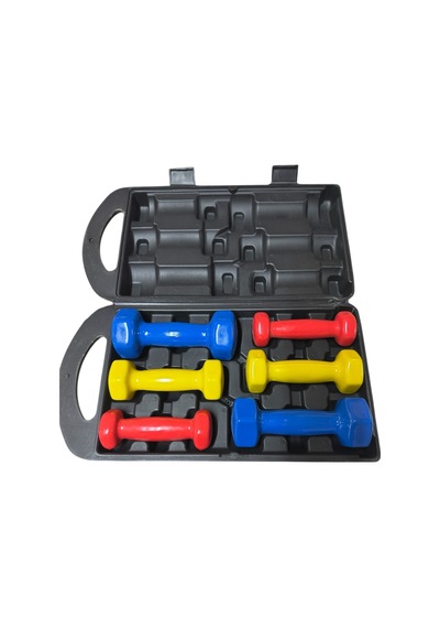 6 Kg Vinly Kaplı Dipping Dumbbell Set Kadınlar İçin Çantalı Dambıl Set 0,5 Kg, 1 Kg, 1,5 Kg