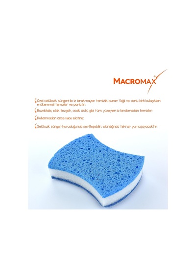 Macromax Comfort Çizmez Bulaşık Süngeri 2'li, Maksimum Emici Hassas Yüzeyler İçin 2li Paket