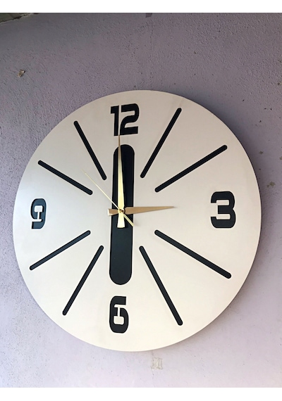 Aa Shop Ahşap Dekoratif Farklı Desenli Duvar Saati 50 CM Beyaz
