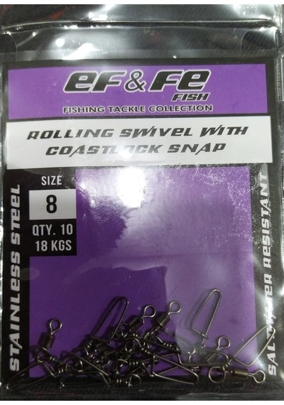 Effe Klips Rolling Swivel Coastlock Snap-4/0-2/0-1-3-5-7-8-10- Nu