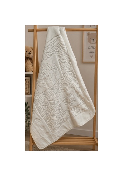 Bebe İçi Polarlı Kışlık Battaniye 120 X 90 Cm Ekru Ekru
