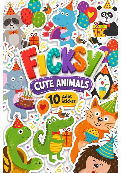Sevimli Hayvanlar Doğum Günü Temalı Sticker Seti - 10 Adet Etiket Çıkartma Diğer