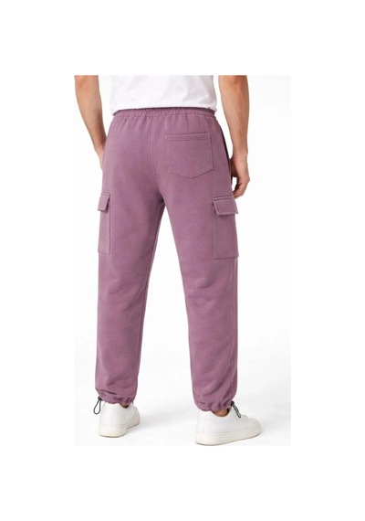Freedom Store Erkek Baggy 3 İplik Kargo Cepli Eşofman Altı Ayarlanabilir Paça Pantolon - Gül Kurusu Gülkurusu