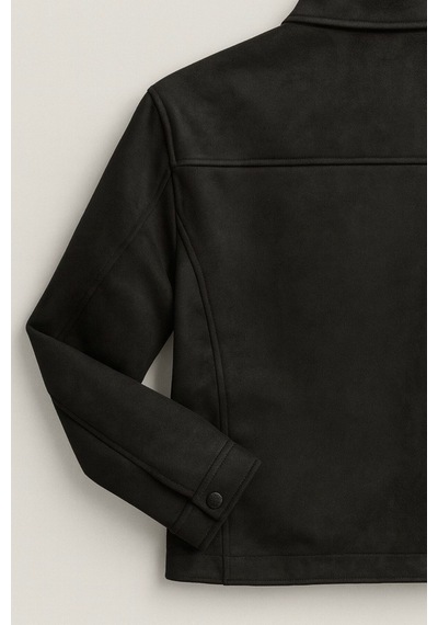 Basic Sade Şık Slim Fit Mevsimlik Süet Ceket Siyah
