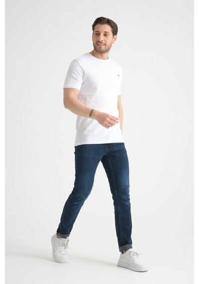 Shooter Sportwear Shooter Erkek T-shirt Nefes Alabilen Esnek Pamuklu Kumaş Regular Kalıp Minimal Logolu Beyaz