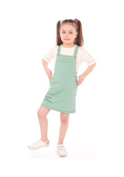 Toontoy Kids Toontoy Kız Çocuk 2li Salopetli Takım Yeşil