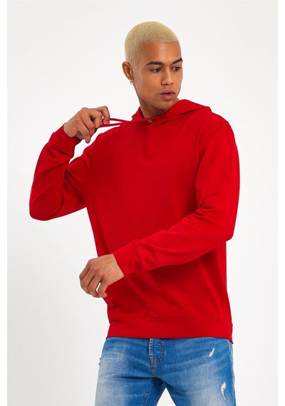 Süperlife Erkek Kapşonlu Regular Fit İnce Sweatshirt Spr 20k55 Kırmızı