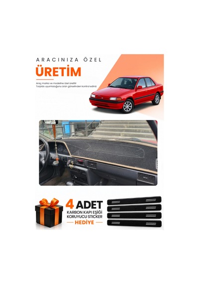 Mazda 323 Sedan 1991-1995 Uyumlu Torpido Koruma Örtüsü Oto Kılıfı - Siyah Bej