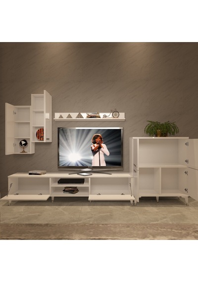 Decoraktiv Eko 6 Mdf Dvd Silver Tv Ünitesi Tv Sehpası Beyaz