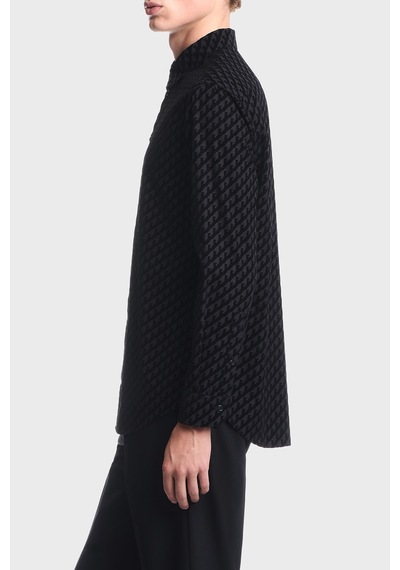 Emporio Armani Kadife Logolu Pamuklu Uzun Kollu Gömlek Erkek Gömlek Em006705 Af27982 Pc005 Siyah SİYAH