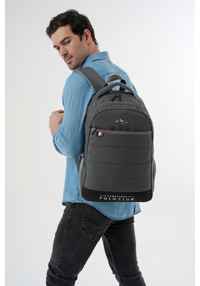 Cambridge Polo Club Minimalist Tasarım Unisex Çok Gözlü Sırt Çantası gri