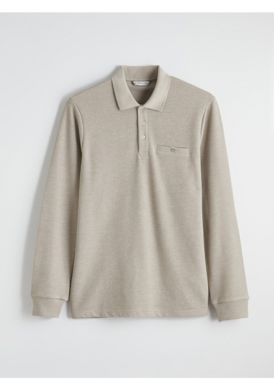 Lcwaıkıkı Classic Bej Polo Yaka Erkek Sweatshirt