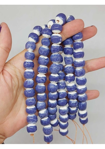 Mor Renk Sırlı Seramik Boncuk Dizi 10-12mm/23cm 54152 Çok REnkli
