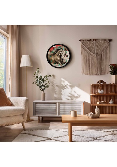 Sanatsal At Çizimi Temalı Duvar Saati 28 Cm Sessiz Mekanizma Modern Dekor Çok Renkli