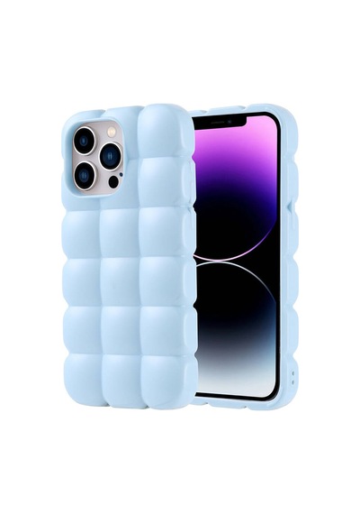 Apple Uyumlu iPhone 14 Pro Max Kılıf Parlak Esnek Silikon Küp Dilimli Kabartmalı Yapılı Kapak Dom