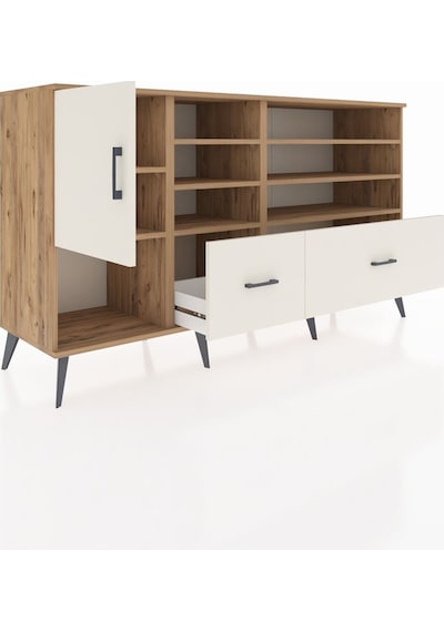 Kronos Konsol 8 Raflı 2 Çekmeceli Tek Kapaklı 176x59x99 Çam-ayta Çam-aytaşı