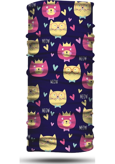 Dair Kedi Meow Desenli Motosiklet Bandana Boyunluk Outdoor Balaklava