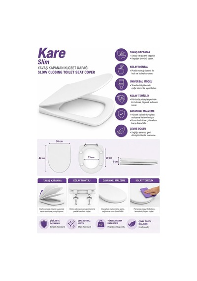 Kare Slim Ultra İnce Yavaş Kapanan Klozet Kapağı, Soft Close Sessiz Mekanizma, Kaymaz Tabanlı Sabit Duruş, Dayanıklı Durolast Malzeme, Kolay Montajlı Universal Uyumlu Wc Kapak, Hijyenik Ve Uzun Ömürlü Beyaz Kare Slim Ultra İnce Yavaş Kapanan Klozet Kapağı, Soft Close Sessiz Mekanizma, Kaymaz Tabanlı Sabit Duruş, Dayanıklı Durolast Malzeme, Kolay Montajlı Universal Uyumlu Wc Kapak, Hijyenik Ve Uzun Ömürlü Beyaz