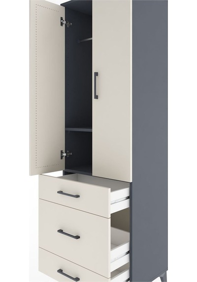Hyperion Dolap 2 Raflı 3 Çekmeceli Tek Askılı 60x44x195 Antra... Antrasit