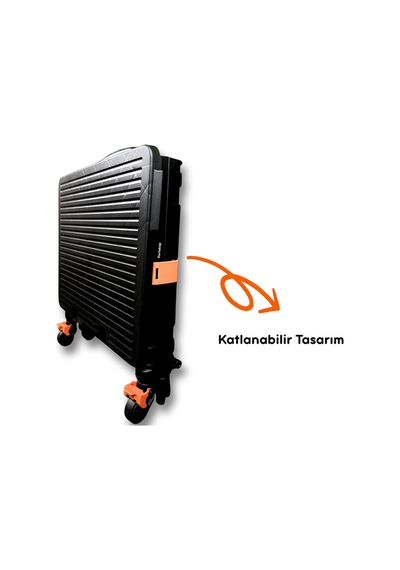 4 Tekerlekli, 55 Litre Siyah Katlanır Alışveriş Arabası