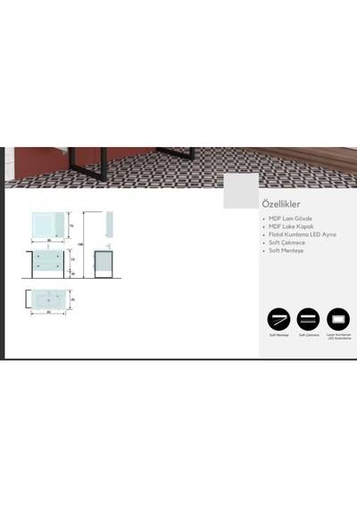 Evros Prada 80 cm Banyo Dolabı Beyaz