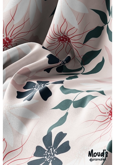 Mirror Flowers 4 Desenli Baskılı Süet Runner Masa Örtüsü
