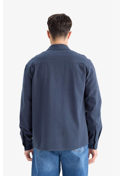 Defacto Regular Fit Polo Yaka Penye Uzun Kollu Gömlek E9023ax25wnnv86 Lacivert