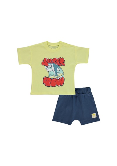 Civil Baby Shark Crew Baskılı 6-18 Ay Takım - Sarı Limon Sarısı