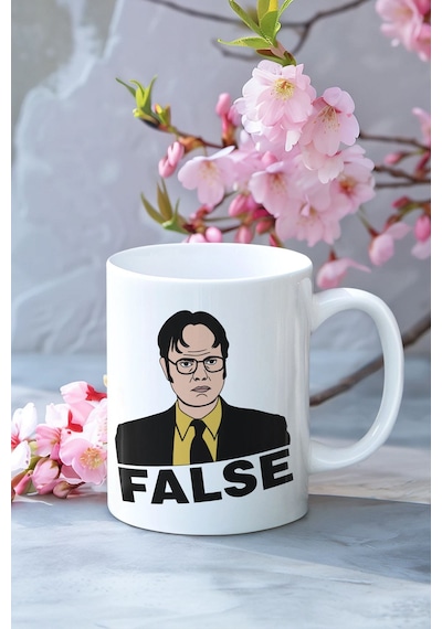 False Dwight Schrute The Office Baskılı Kupa Bardak Açık Kahverengi