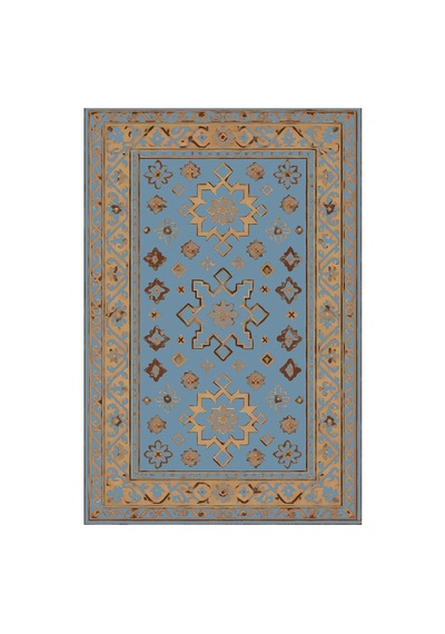 Kartela Halı Rustik Halı Jüt Taban Dokuma Halı Mavi - 60 X 90 Cm