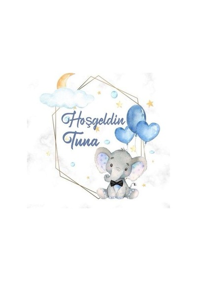 Yenidoğan Çikolata Etiketi Filli 3,5x3,5 Cm 70 Adet Kişiye Özel - Arletikettasarım Beyaz