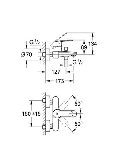 Grohe Eurostyle Cosmopolitan Tek Kumandalı Banyo Bataryası - 3359 Krom