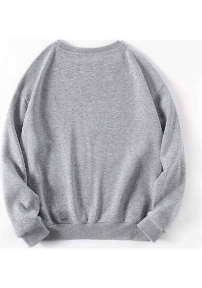 Uyguntarz Unisex Papatya Kelebek Baskılı Tasarım Oversize Sweatshirt Gri