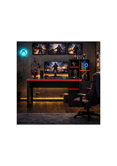 Rexon Oyuncu Masası Gaming Bilgisayar Masası Geniş Çalışma Alanlı Modern Pc Masası Siyah - Kırmızı Rexon Oyuncu Masası Gaming Bilgisayar Masası Geniş Çalışma Alanlı Modern Pc Masası Siyah - Kırmızı