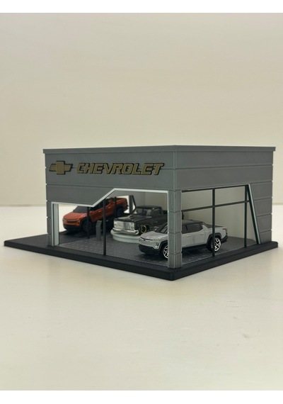3d Baskı 1/64 Ölçekli Chevrolet Showroom Tasarımlı Diorama Araç Sergileme Garajı