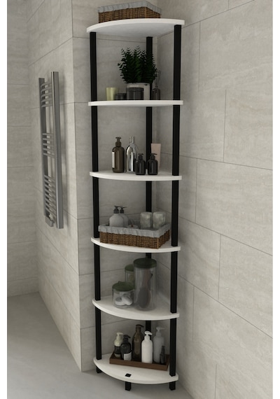 Decoline Banyo Rafı 6 Katlı Moblen Modern Organizer Depolama Ünitesi-beyaz Beyaz