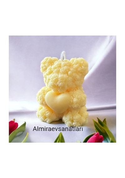 Kalpli Ayıcıklı Mum 1 Adet Sarı